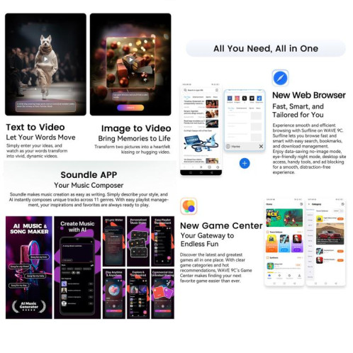  Blackview WAVE 9C, 4 Go + 64 Go, 6,56 pouces, Android 15, Unisoc T603 SC9863A Octa Core, réseau : 4G, OTG (bleu) SB979L293-020